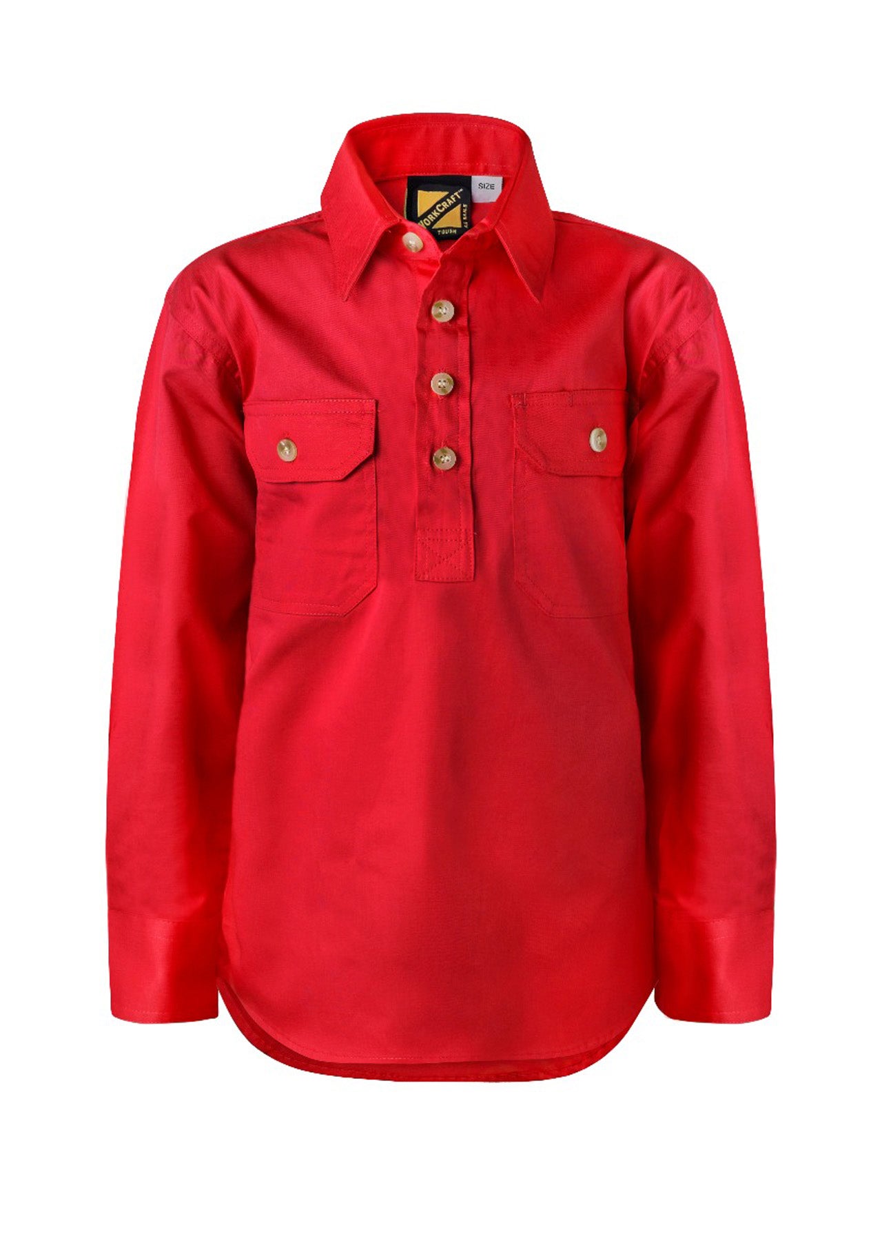 KIDS LIGHTWEIGHT LONG SLEEVE CLOSED FRONT COTTON DRILL SHIRT