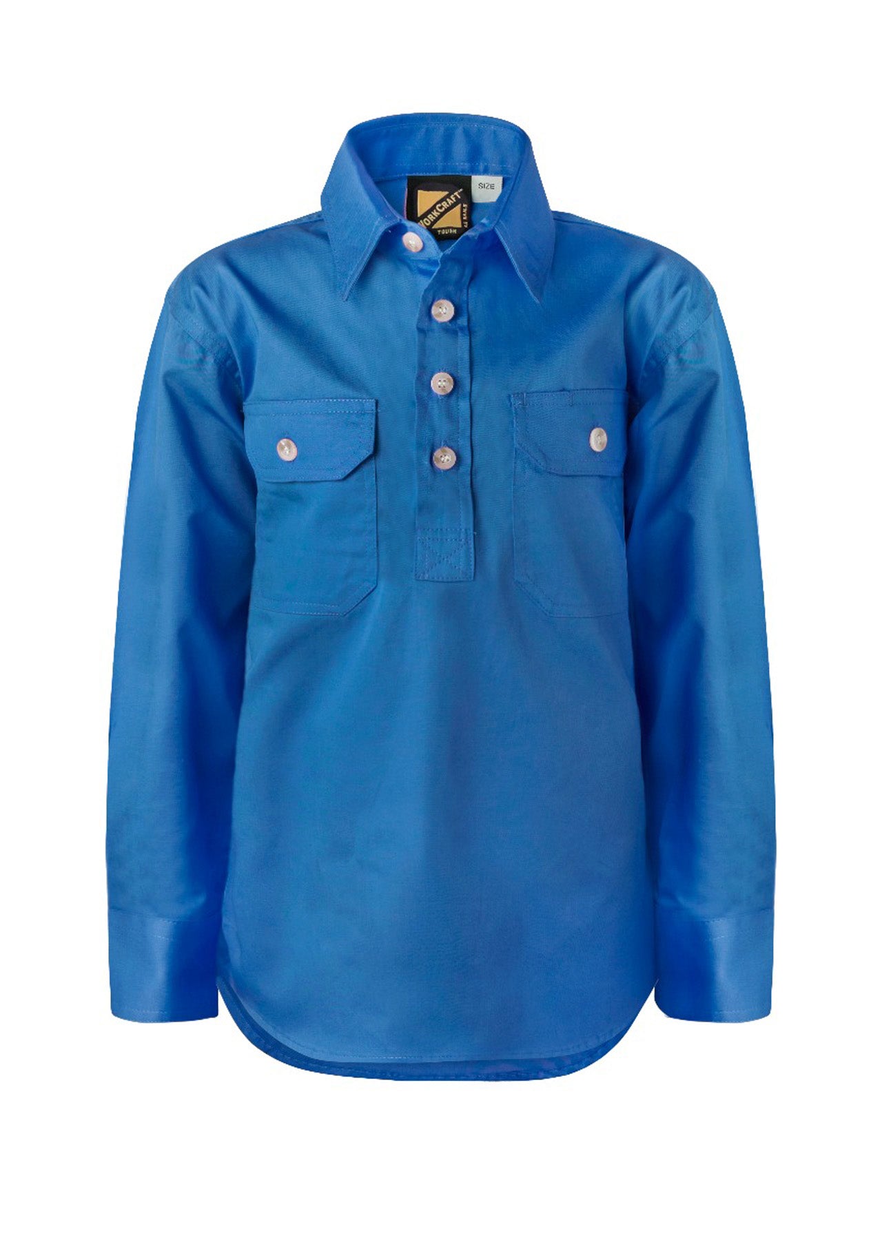 KIDS LIGHTWEIGHT LONG SLEEVE CLOSED FRONT COTTON DRILL SHIRT