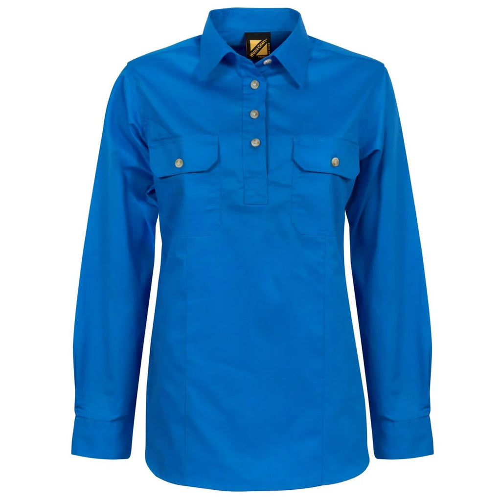LADIES LIGHTWEIGHT LONG SLEEVE CLOSED FRONT COTTON DRILL SHIRT